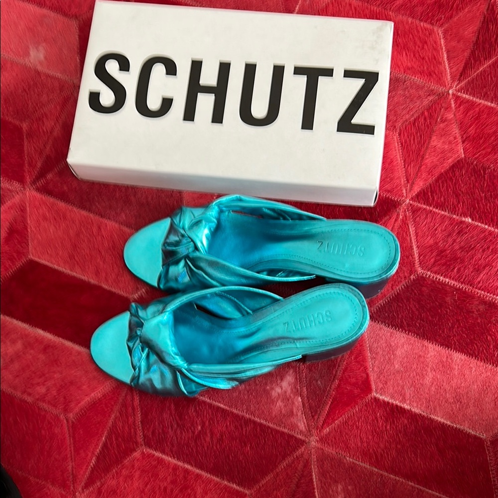 SCHUTZ Blue Heels with Bow Detail